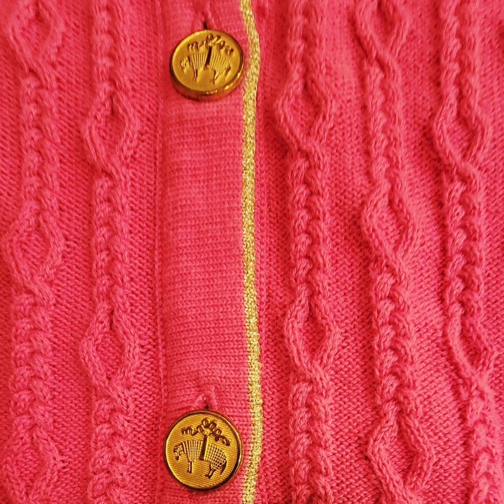 Preppy Brooks Brothers 346 Pink Gold Button Cardigan Large - Picture 7 of 11